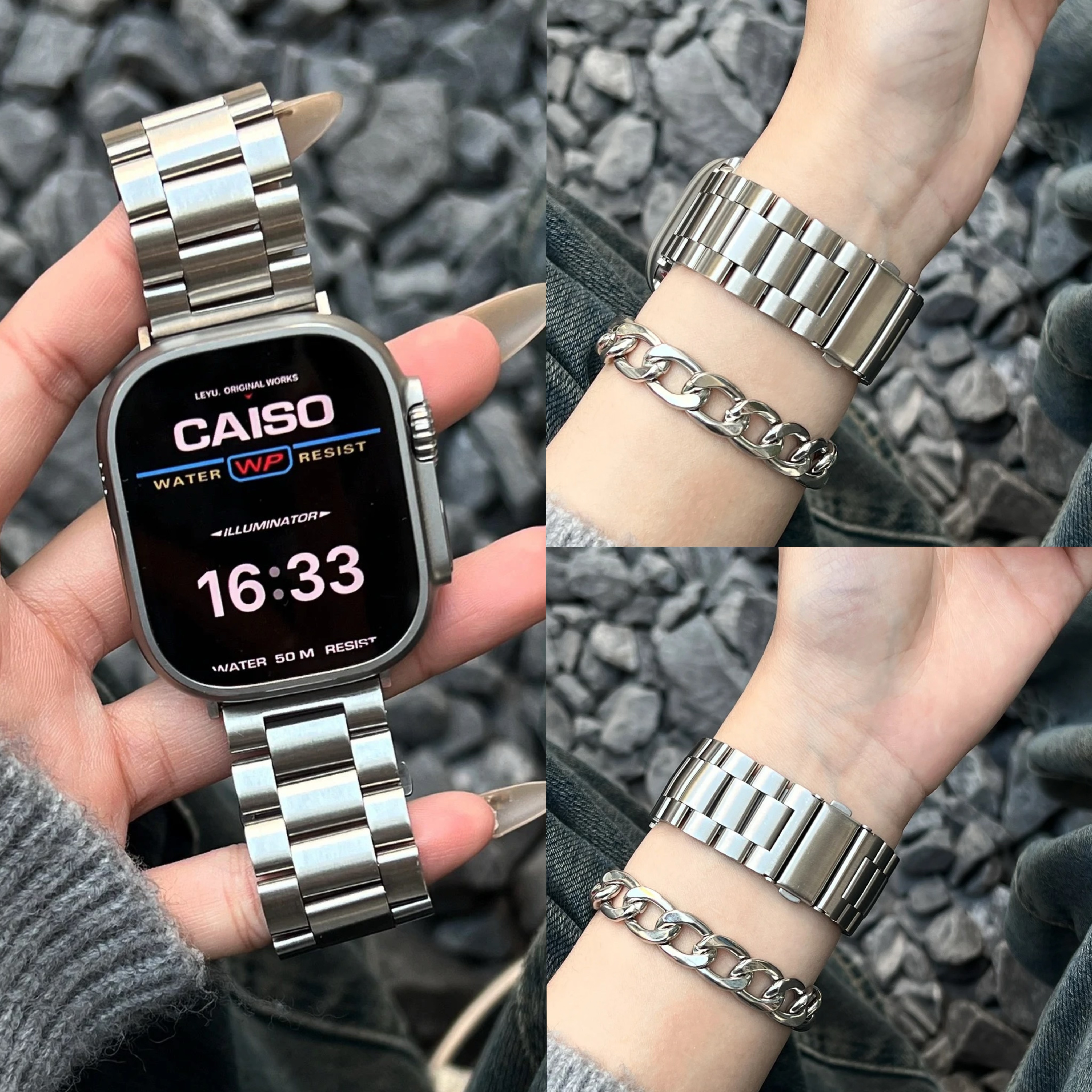 实心不锈钢适用苹果Appleiwatch/S10/9/8SEultra手表表带替换腕带
