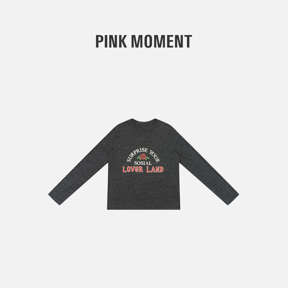 PM王囡囡 “玫瑰女孩” 复古法式慵懒洗水玫瑰印花长袖T恤 NC1D0796