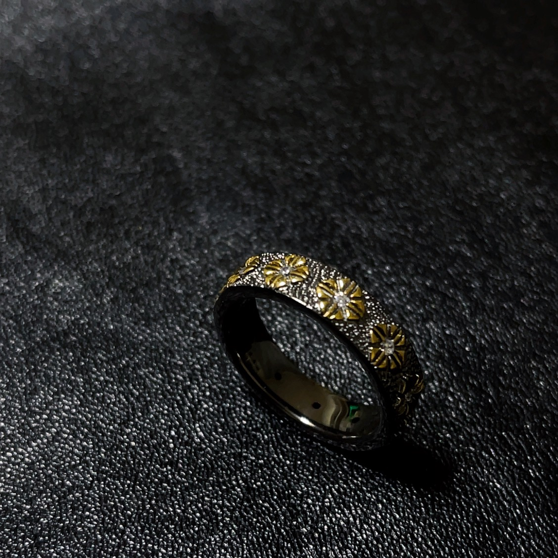 925银戒指 意大利陶瓷磨砂十字花戒指3335