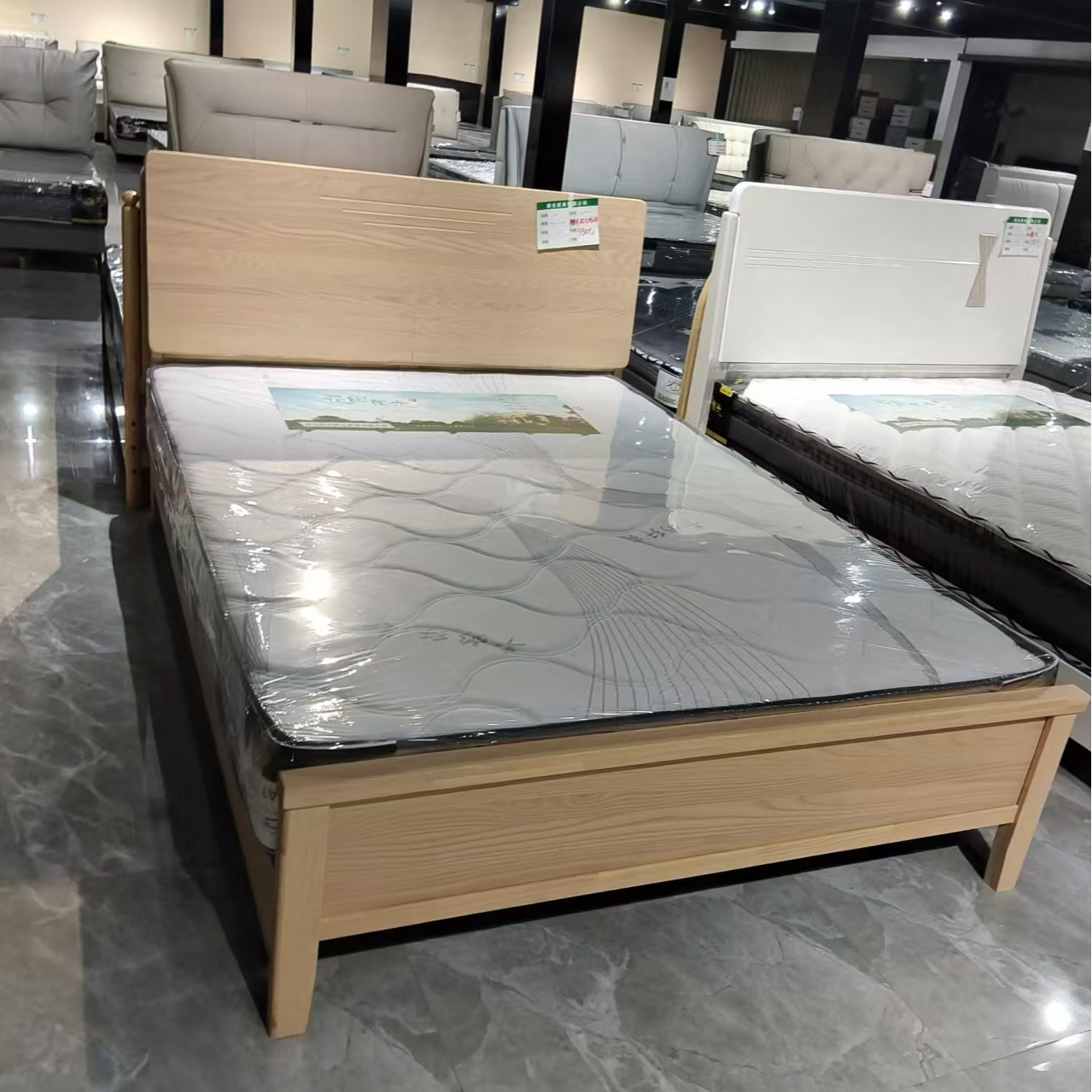 闽诺2602#橡木贴白蜡木皮1.2米1.5米实木床