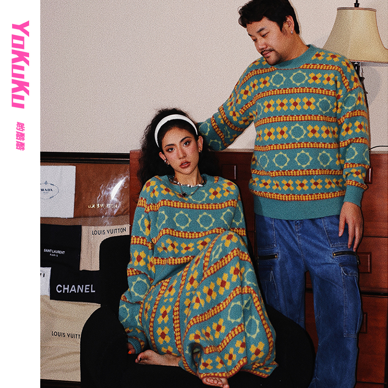 哟酷酷（一见倾心）港风油菜花保暖套头针织毛衣秋冬气质女装款94