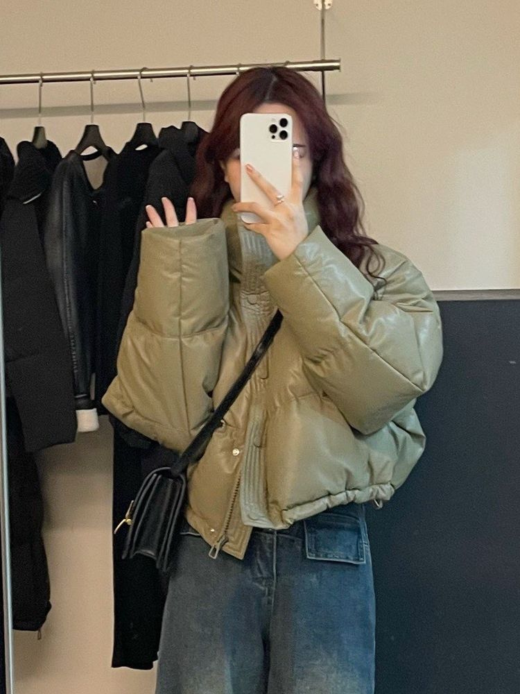 羽绒服服服免洗皮服女短款2023新款冬季加厚立领面包服小个子肯豆