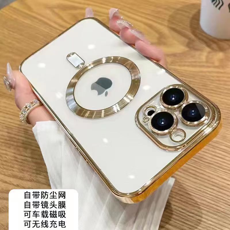 磁吸电镀苹果11手机壳自带镜头膜iPhone14Promax防尘网13防摔壳12