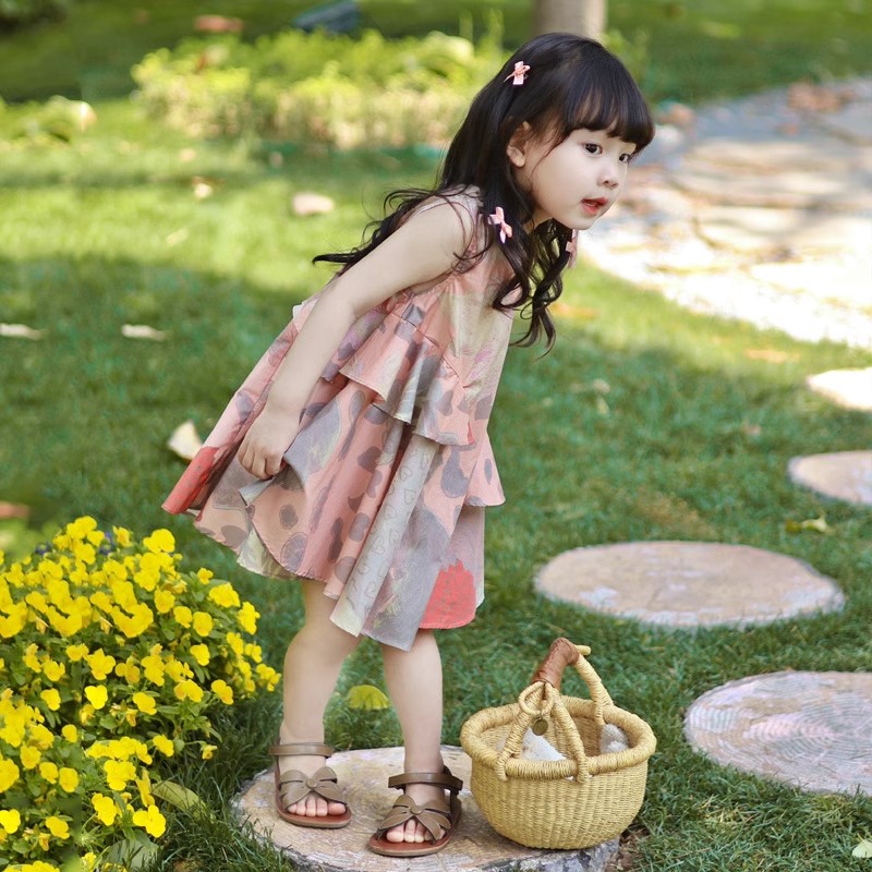 女童连衣裙2025夏季新款洋气女宝雪纺背心裙儿童荷叶边背心公主裙