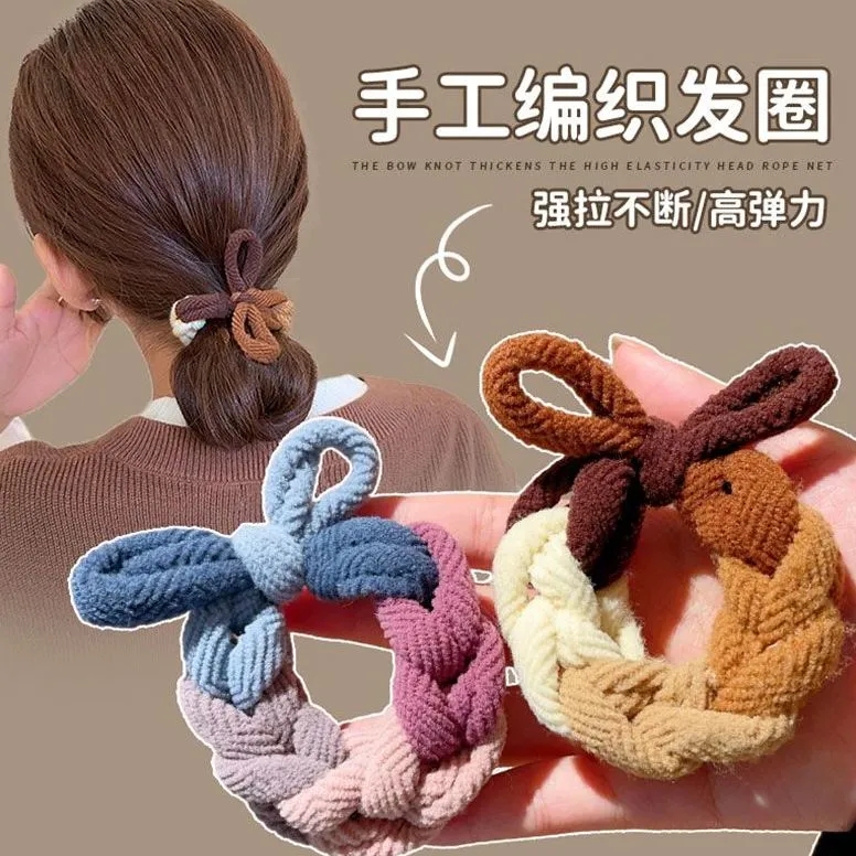 百搭丸子头发圈女新款高弹耐用发绳简约可爱皮筋头饰甜美编织发饰