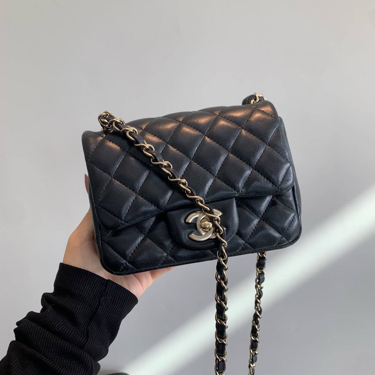 99新 Chanel/香奈儿 21S黑金羊方胖