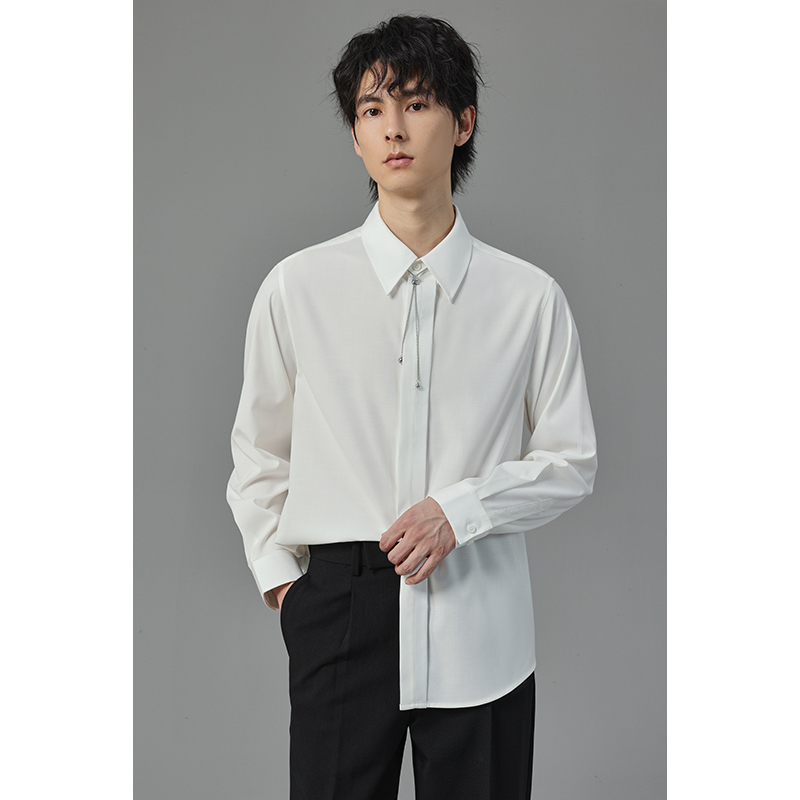 秋季韩版百搭痞帅轻熟衬衫休闲简约宽松上衣潮流纯色长袖衬衣FC07