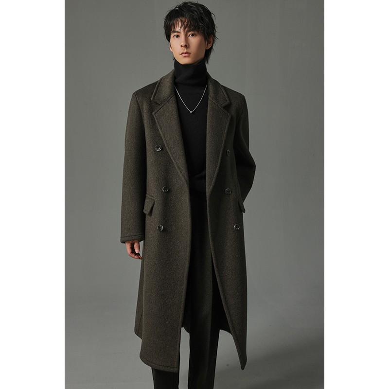 【财阀新贵】双面呢羊毛大衣男士过膝长款呢子男外套厚秋冬季FLD01