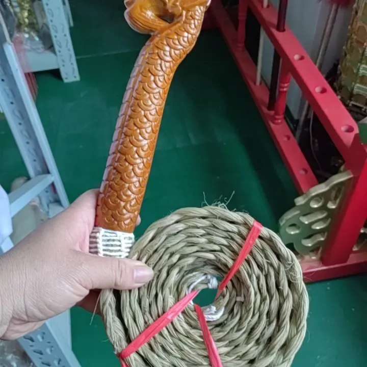 台版麻绳五色绳法器道士法师法会专用法绳法索龙头鞭超响