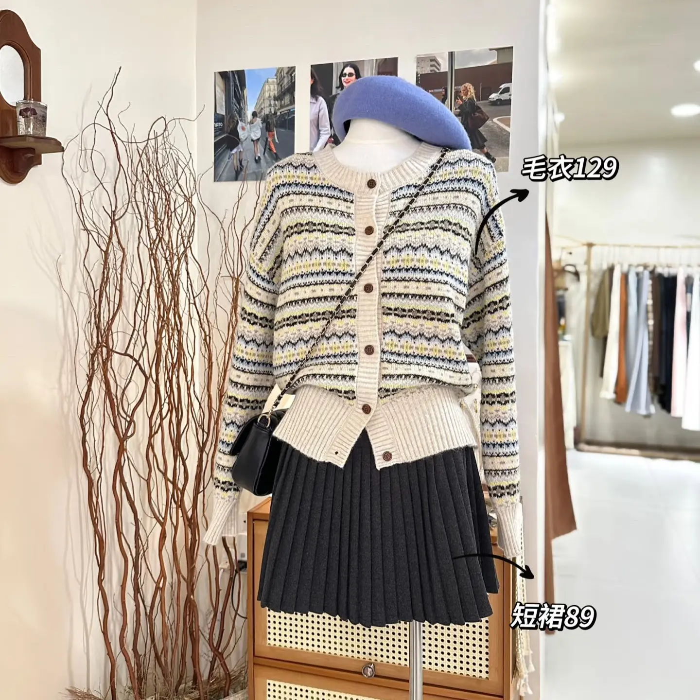 韩系简约风圆领针织开衫女秋冬季时尚百搭显瘦长袖上衣外套