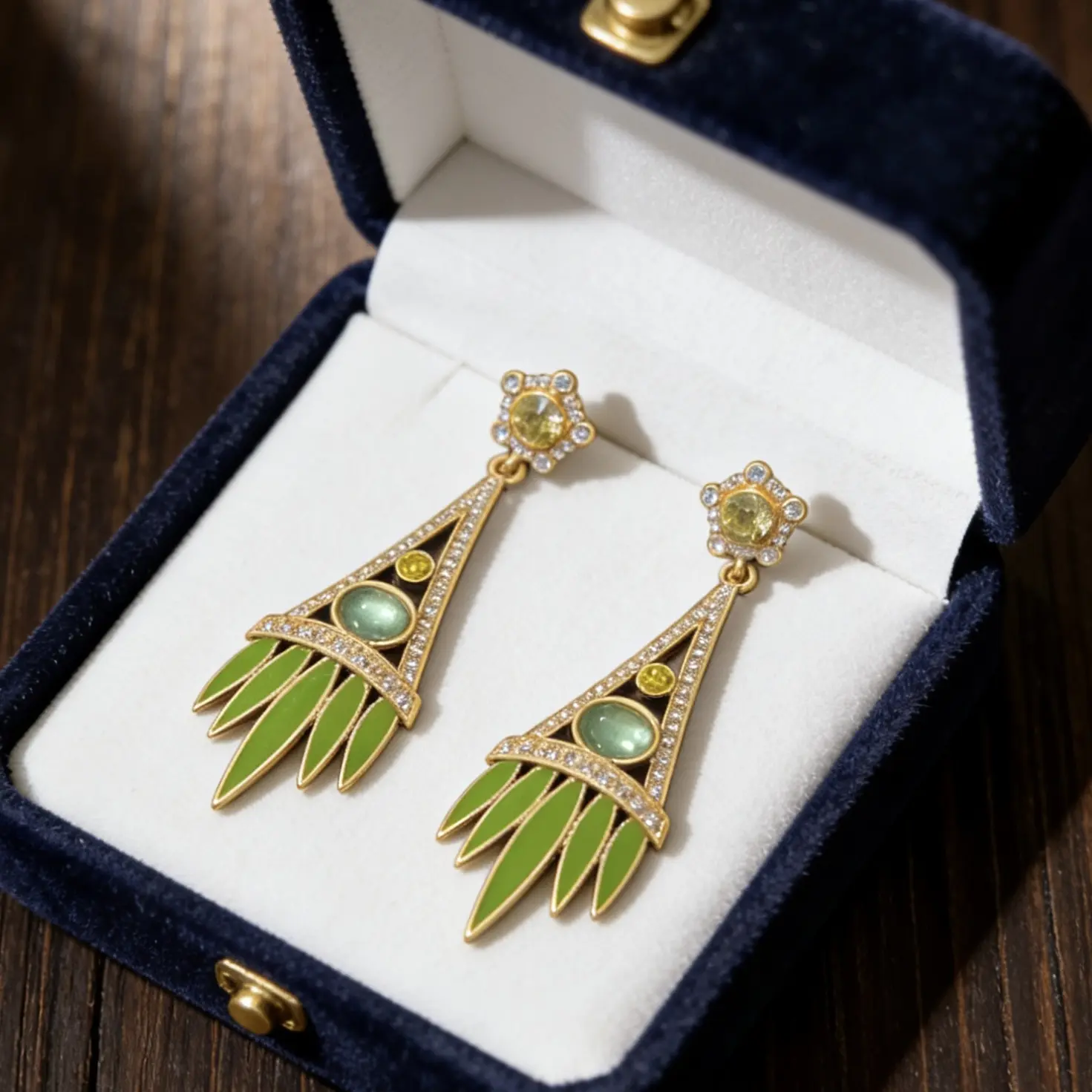 铜合金珐琅耳饰 vintage树叶耳坠欧美风百搭复古高级感小众