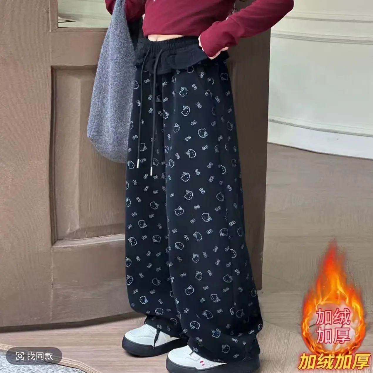 681哈哈家 女童冬季新款洋气韩版百搭时髦休闲加绒加厚保暖直筒裤