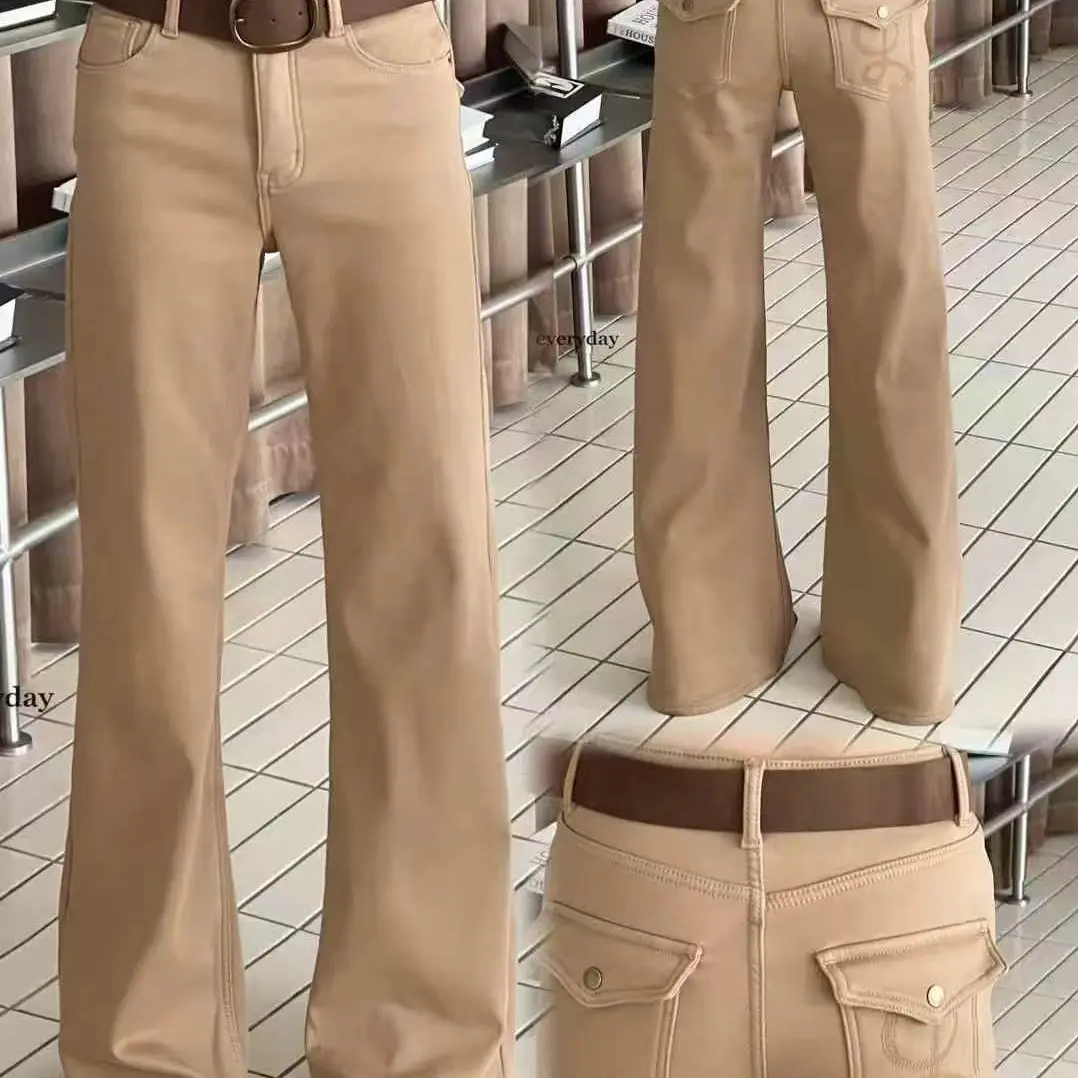 冬季新款加绒高腰显瘦时尚百搭简约修身微喇牛仔裤310