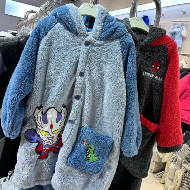 暖棉绒睡衣男秋冬季新款帅气超人打怪兽保暖家居服套装