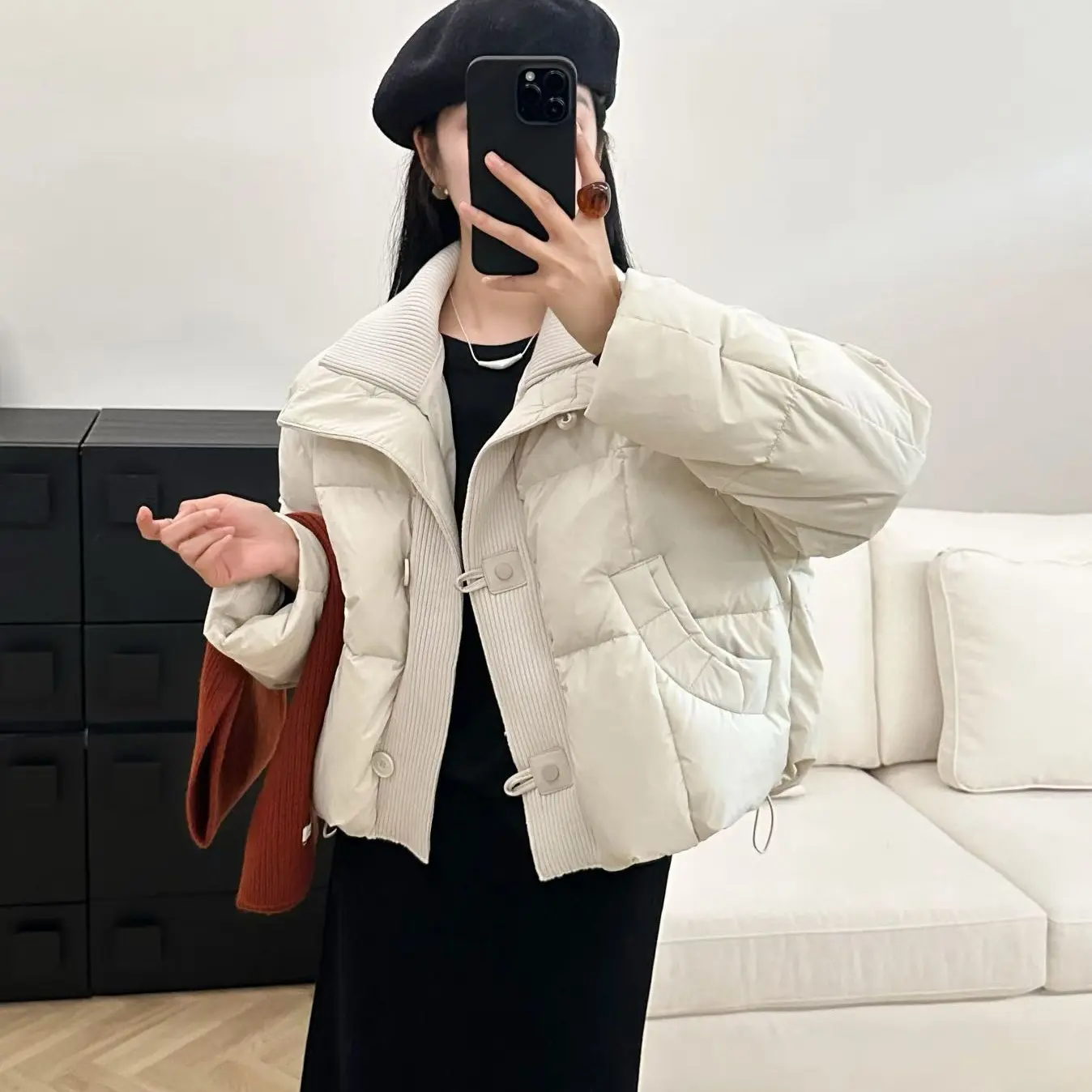 单排扣休闲风一等品短款保暖肯豆风立领中长款