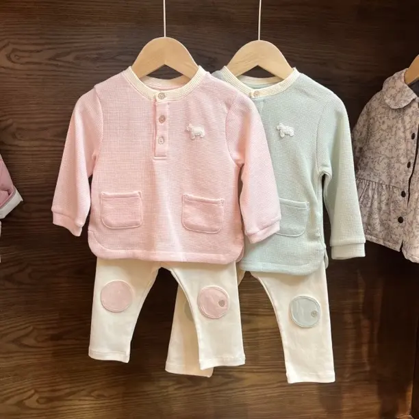 婴幼儿宝宝长袖压线保暖睡衣起居套装