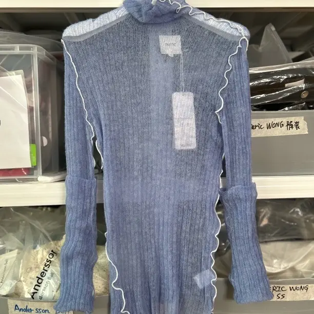 nume 羊驼毛罗纹密拷边打底衫修身显瘦气质针织上衣