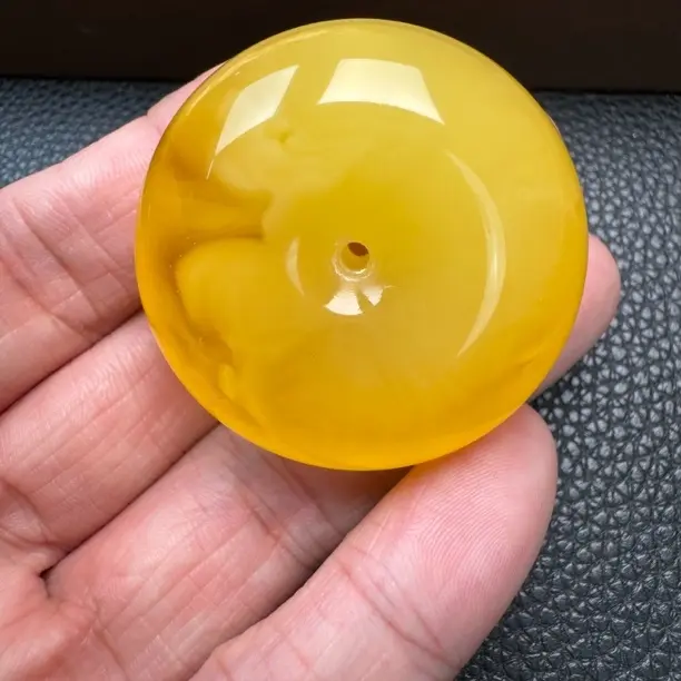 天然琥珀蜜蜡平安扣吊坠