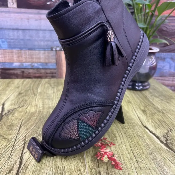 冬季老北京女棉靴加绒保暖防滑软底舒适中老年妈妈短靴奶奶棉鞋