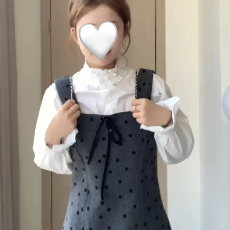 【温柔点点】法式复古减龄衬衫叠穿背心裙套装A5082