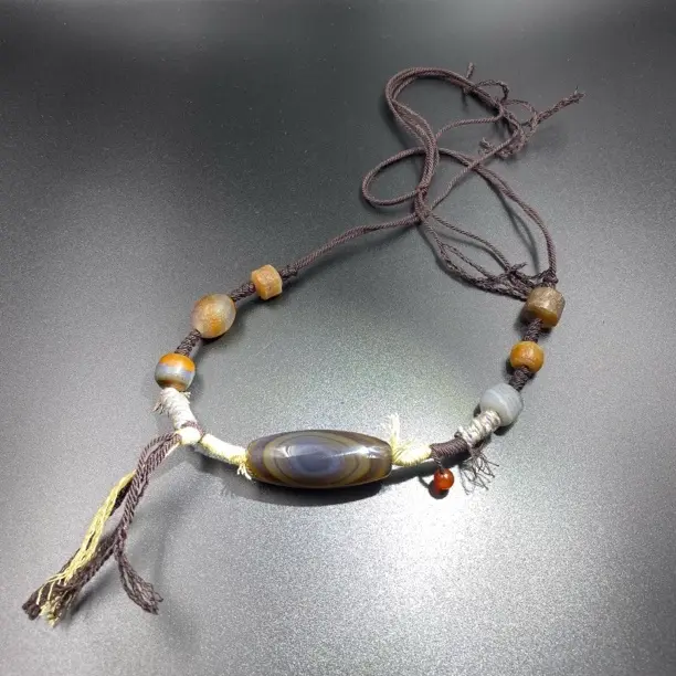 老料玛瑙，缠丝玛瑙复古锁骨链，孤品原创