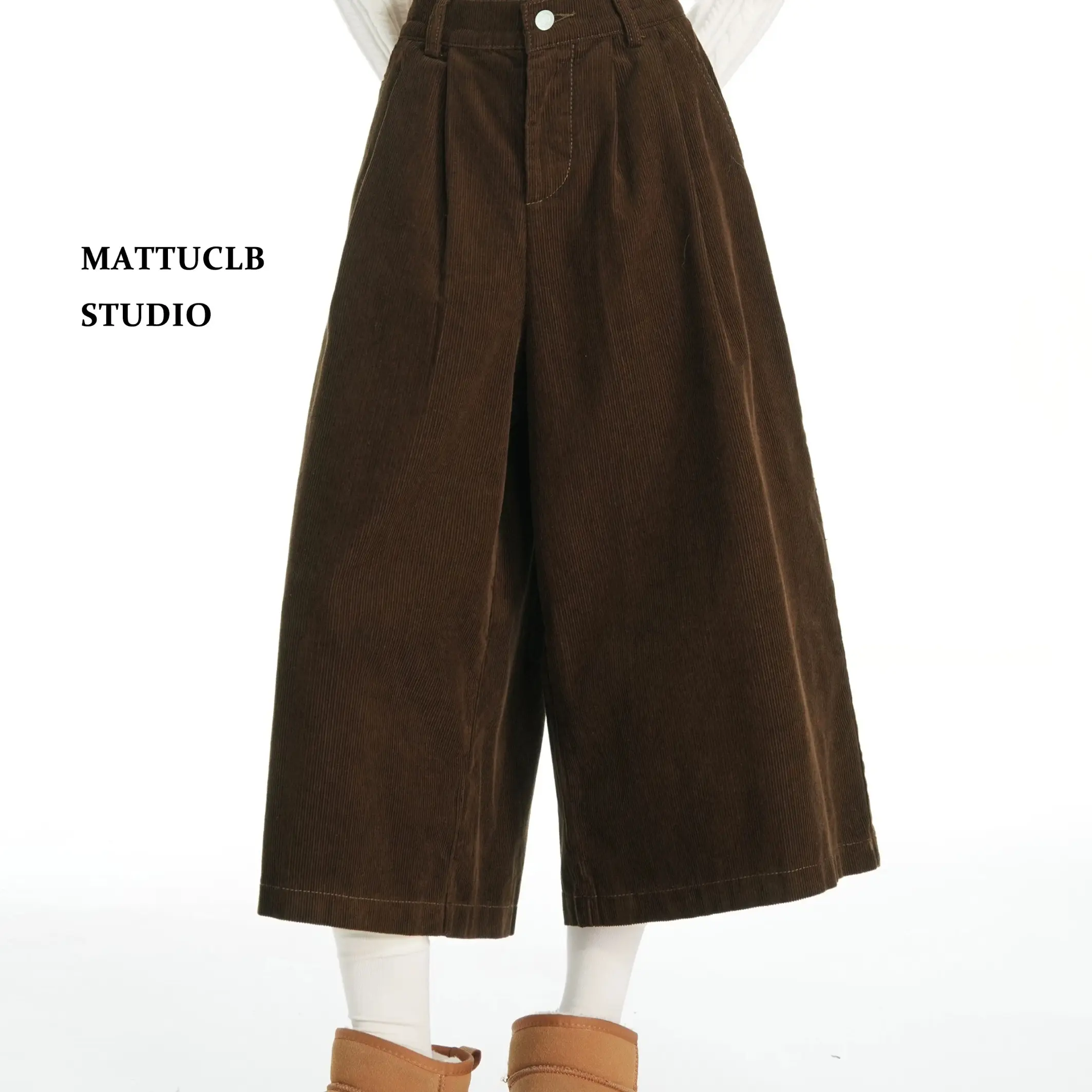 灯芯绒阔腿休闲裤女秋季宽松百搭