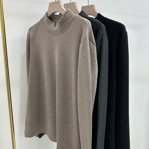 半高领打底衫秋冬保暖加绒内搭双面绒修身长袖T恤