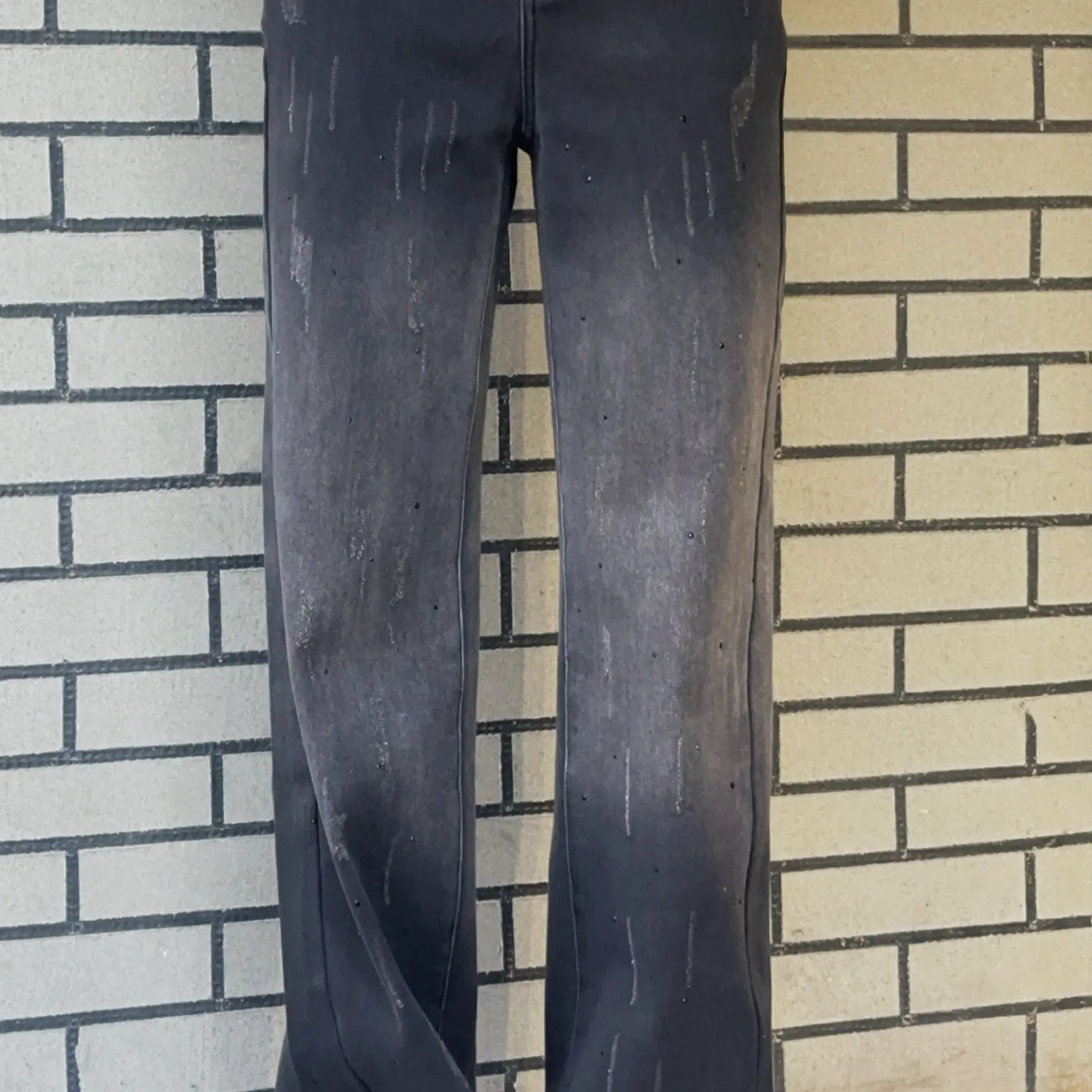 俪妍黑灰色加绒保暖高腰显瘦直筒牛仔裤冬季时尚百搭