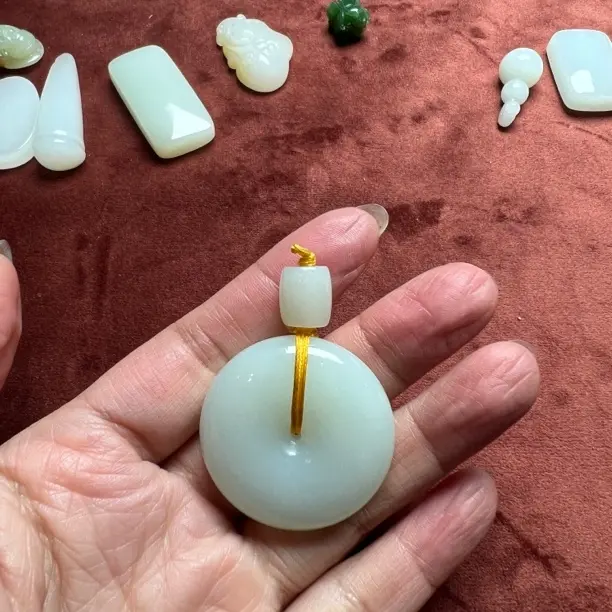 【宁歌珠宝】天然和田玉白色平安扣吊坠男女款百搭饰品