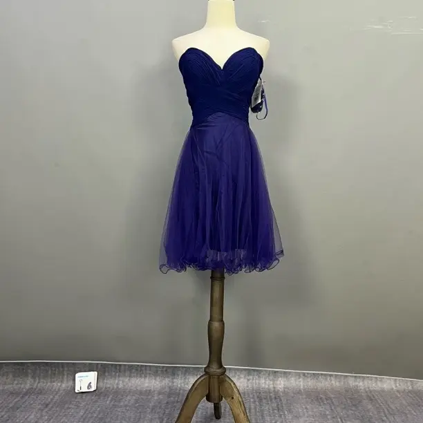 S码抹胸绑带短裙气质修身显瘦名媛伴娘晚礼服轻奢短裙