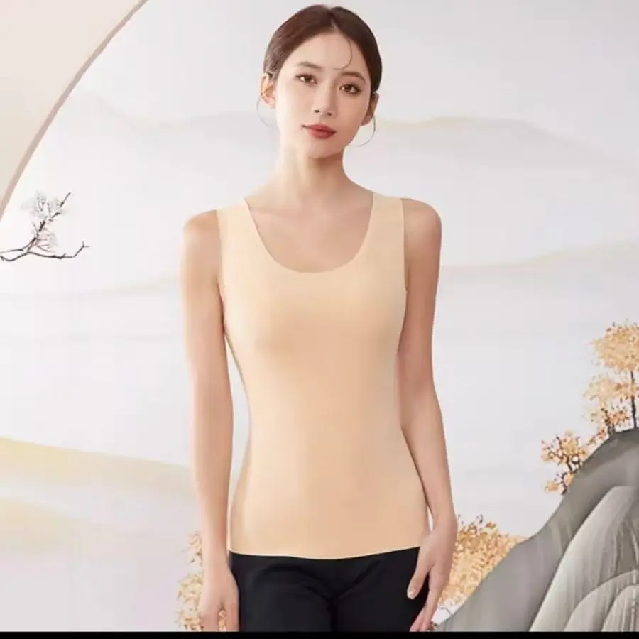 女士秋冬双面磨绒无痕保暖背心内搭打底衫