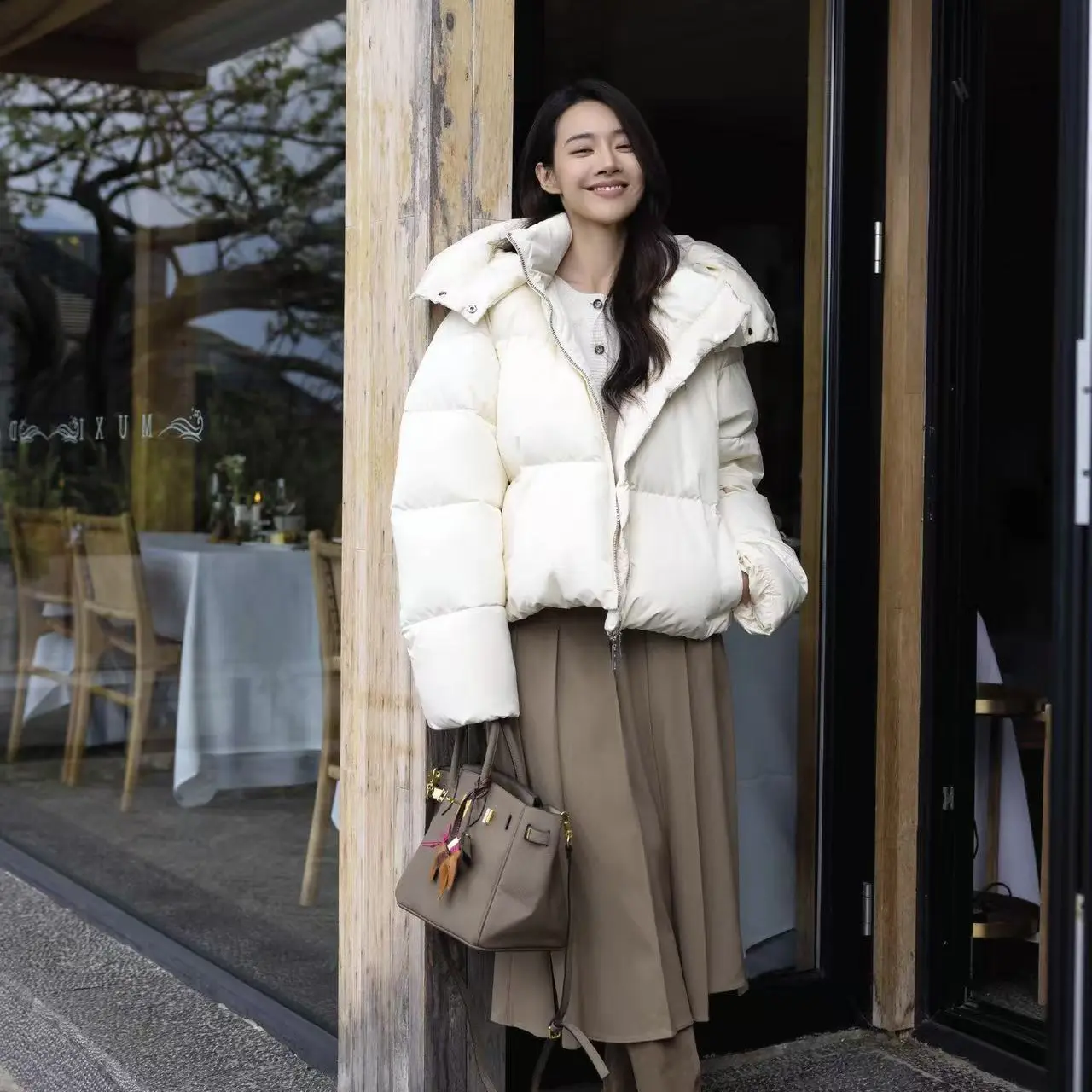 WIWH｜时尚连帽中长款外套