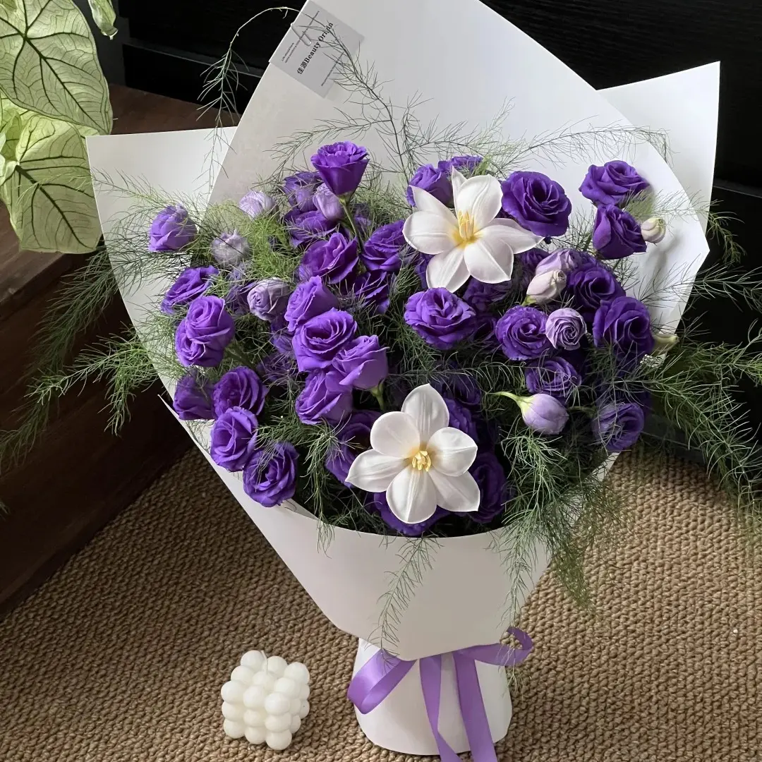 紫色桔梗花束同城配送送女友闺蜜生日礼物