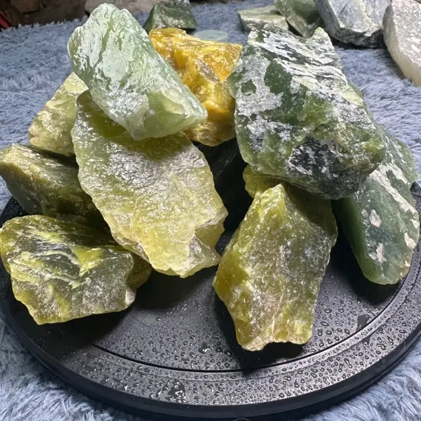 岫玉花盆石、鱼缸石1斤随机发货