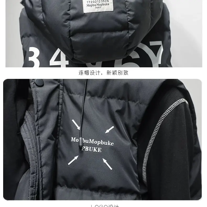 冬季羽绒厚款百搭潮流拉链秋冬连帽宽松型女无袖马甲新疆包邮