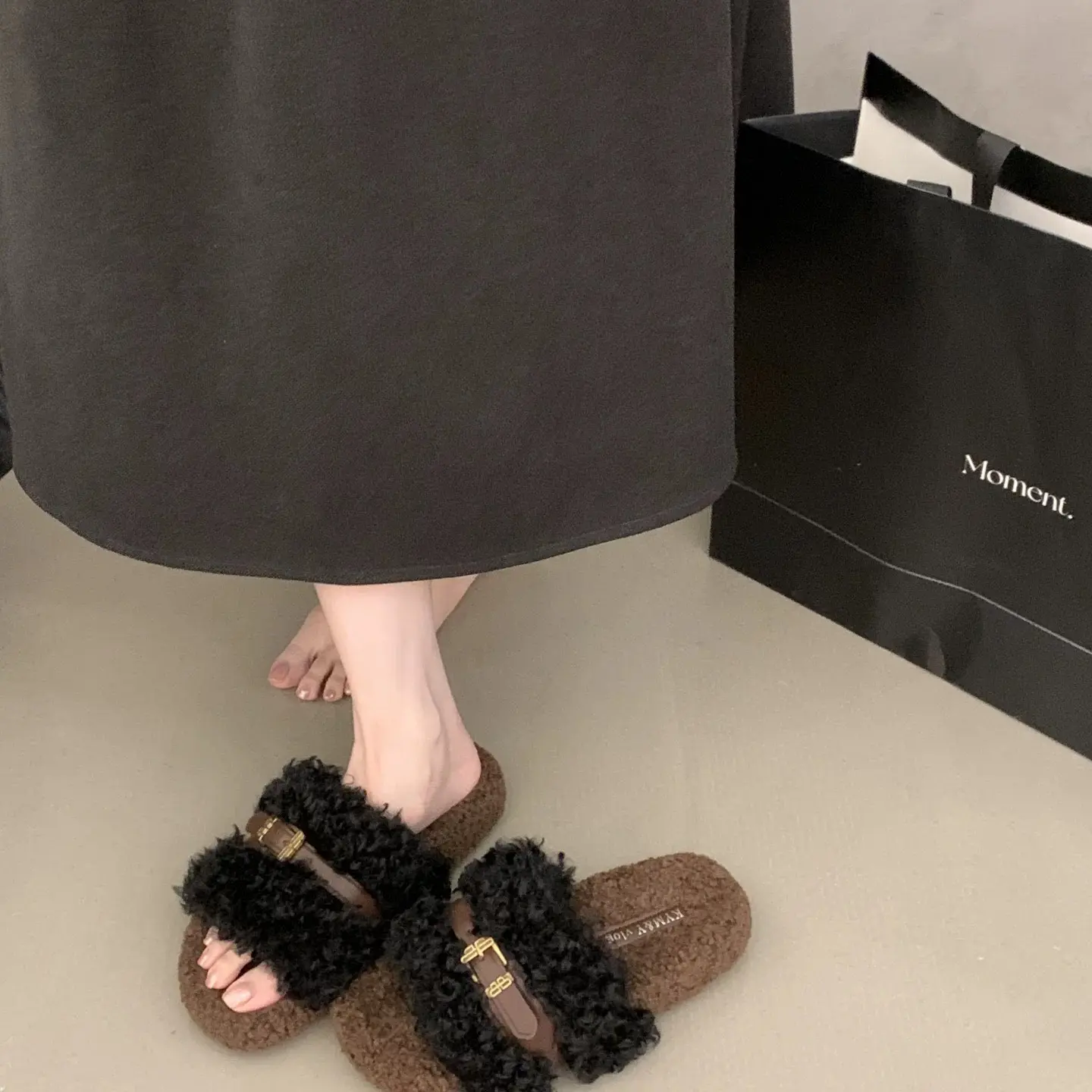 1662款厚底复古毛毛拖鞋外穿