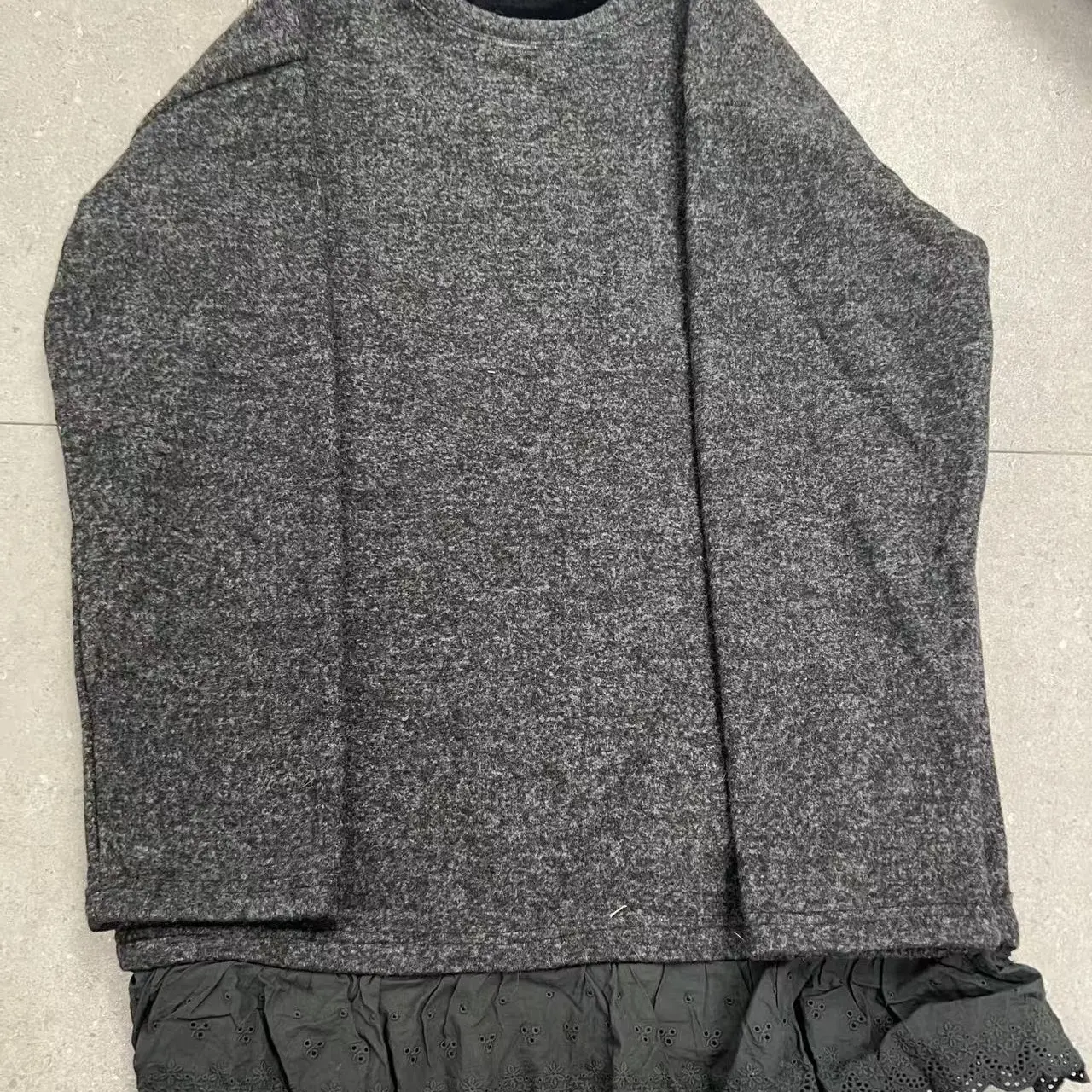 高级感圆领拼接蕾丝花边加绒宽松休闲冬季卫衣女上衣