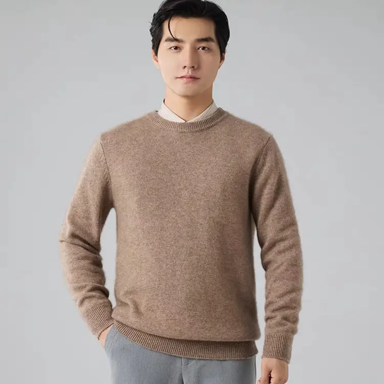 特价男款山羊绒衫七针圆领加溥款