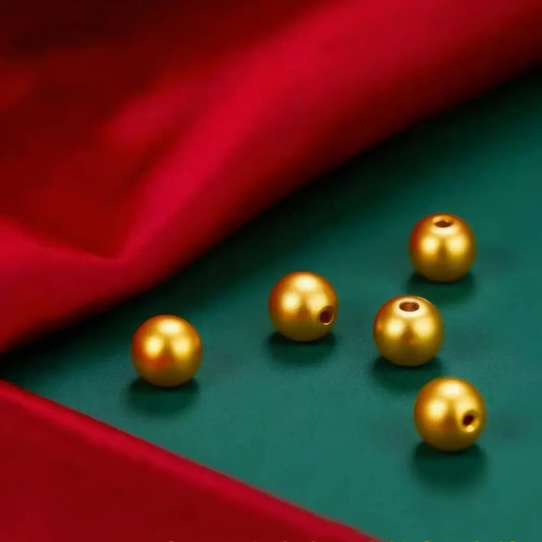 足金转运金珠子3D纯黄金珠DIY饰品