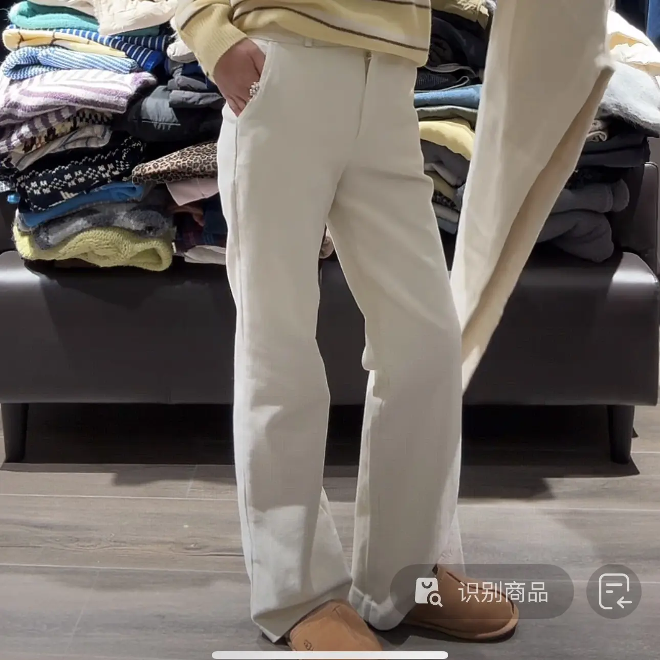 舜 韩国东大门正品小直筒加绒休闲裤