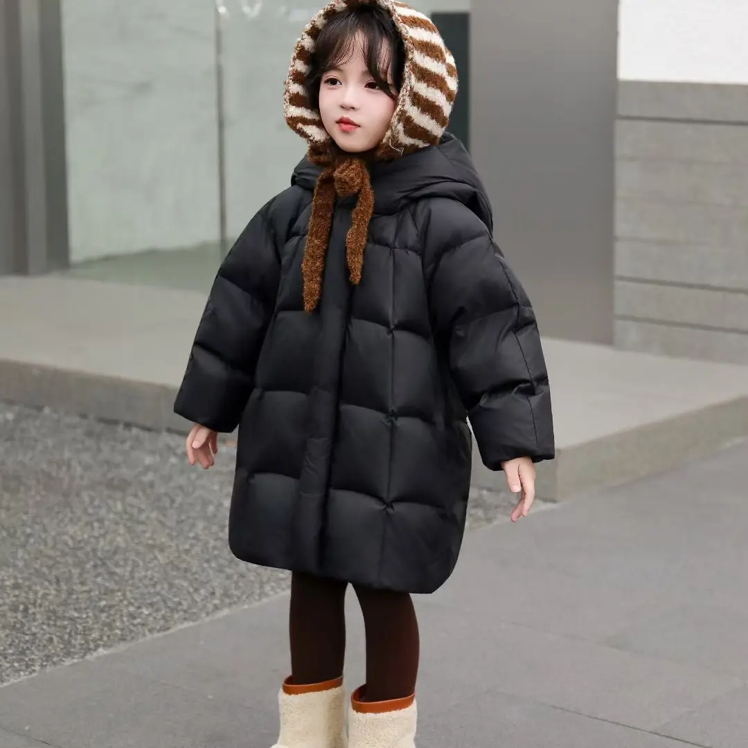 冬季新款加厚白鸭绒中长款连帽保暖