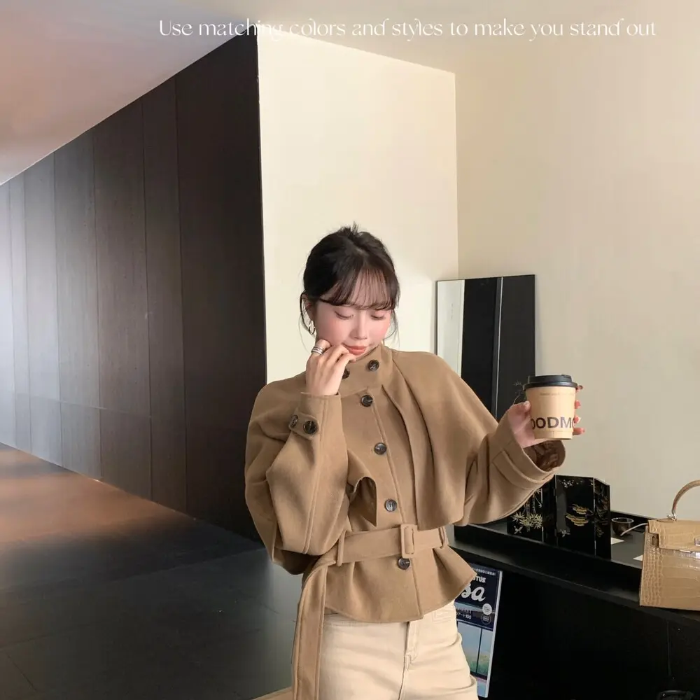 60074高级感优雅名媛配腰带外套