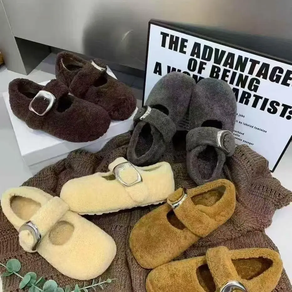 软底毛毛鞋女外穿秋冬加绒玛丽珍豆豆棉鞋复古大头可爱百搭低帮