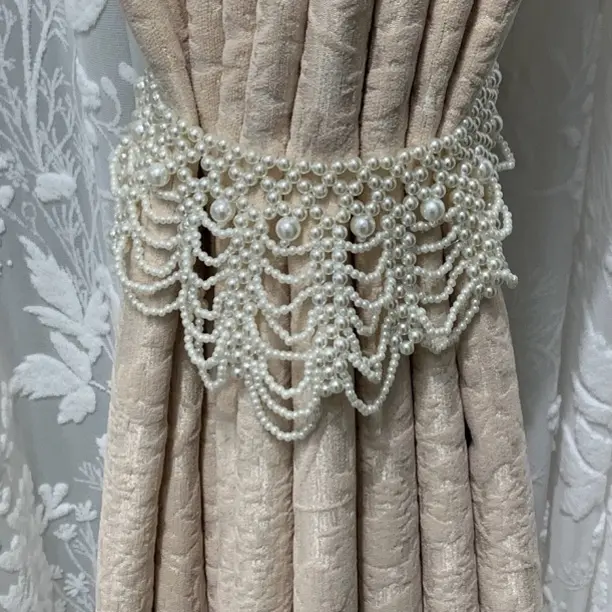 法式轻奢新款珍珠手工窗帘绑带装饰辅料