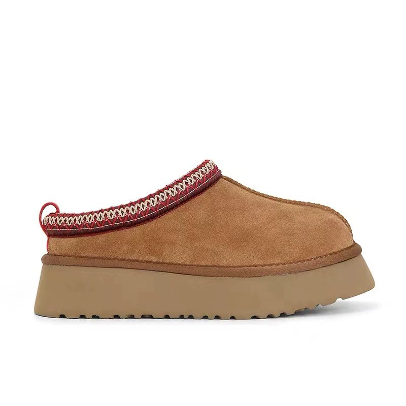 【民族风塔茨】秋冬女士时尚舒适一脚蹬雪地靴厚底圆头懒人毛毛鞋