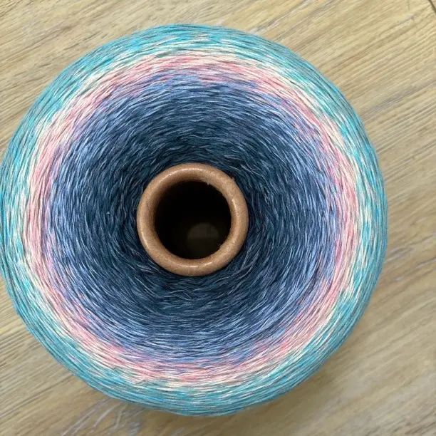 福利款纯棉渐变色8股蛋糕线手工编织披肩毯子毛线