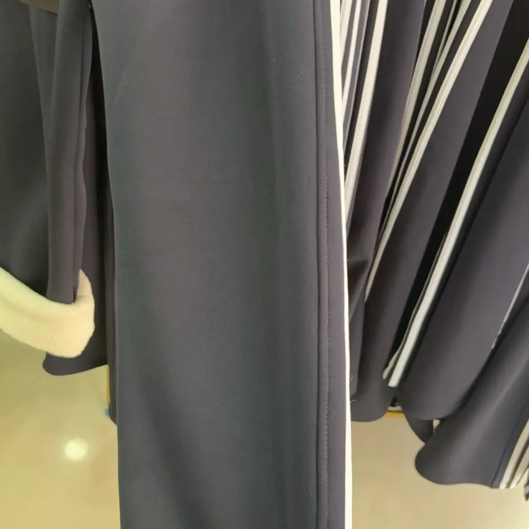 藏青色加绒加厚二条杠反光条学生冬季校服裤子