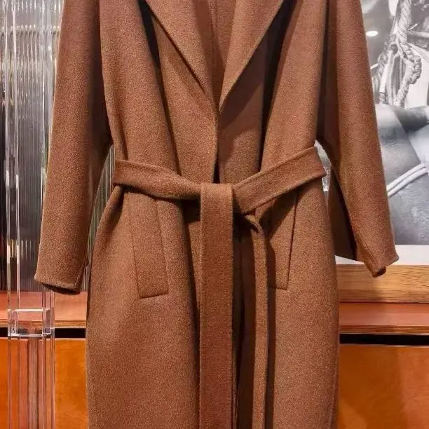 冬季经典时尚轻奢宽松双面羊绒气质长款浴袍款大衣外套