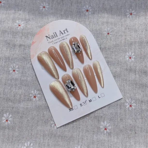 显白高级感追光猫眼法式渐变纯手工穿戴甲美甲贴片