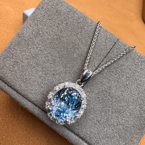 海蓝宝石圣玛利亚色海蓝吊坠s925